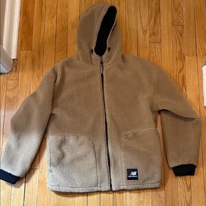 New Balance Taupe Zip-Up Sherpa Hoodie